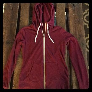 Cotton maroon and white accent sweatshirt